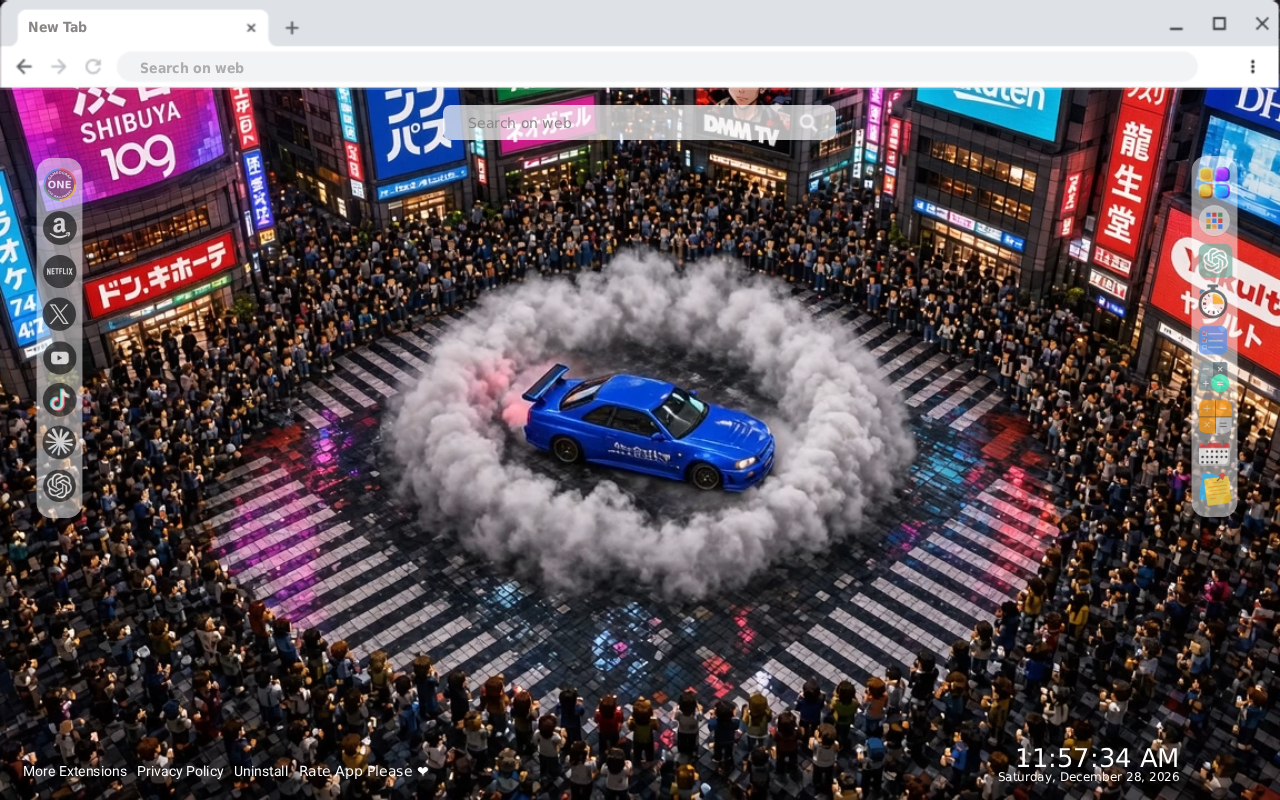 Blue nissan r34 shibuya 360 drift