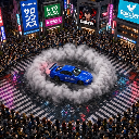 Blue nissan r34 shibuya 360 drift